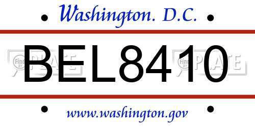 BEL8410 District Of Columbia License Plate