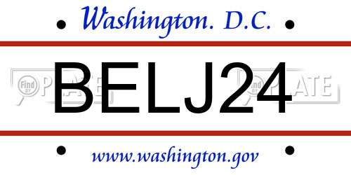 BELJ24 District Of Columbia License Plate