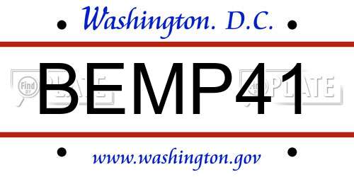 BEMP41 District Of Columbia License Plate