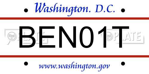 BEN01T District Of Columbia License Plate