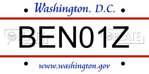 BEN01Z District Of Columbia License Plate