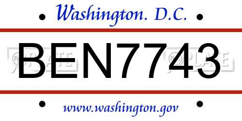 BEN7743 District Of Columbia License Plate