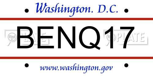 BENQ17 District Of Columbia License Plate