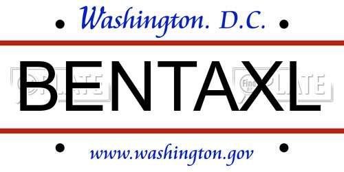 BENTAXL District Of Columbia License Plate