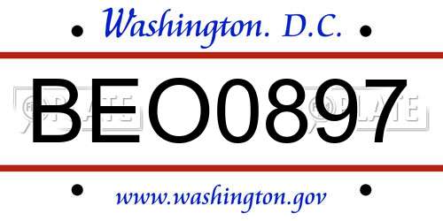 BEO0897 District Of Columbia License Plate