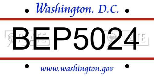 BEP5024 District Of Columbia License Plate