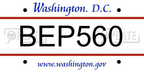 BEP560 District Of Columbia License Plate