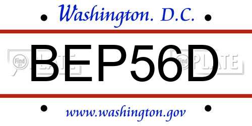 BEP56D District Of Columbia License Plate