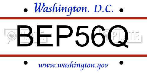 BEP56Q District Of Columbia License Plate