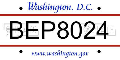 BEP8024 District Of Columbia License Plate