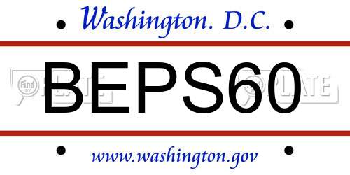 BEPS60 District Of Columbia License Plate