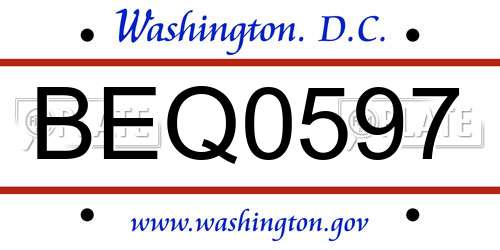 BEQ0597 District Of Columbia License Plate