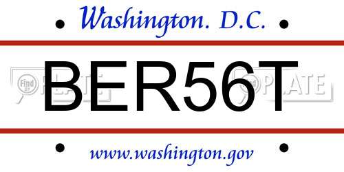BER56T District Of Columbia License Plate