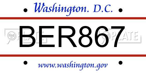 BER867 District Of Columbia License Plate