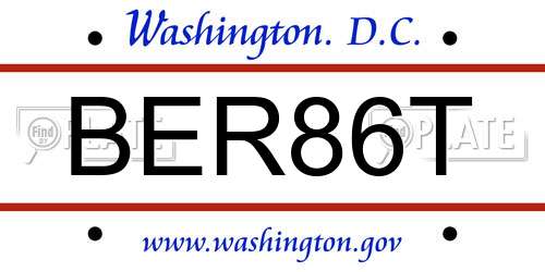 BER86T District Of Columbia License Plate