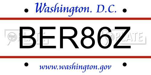 BER86Z District Of Columbia License Plate