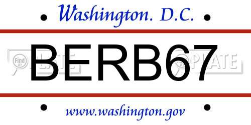 BERB67 District Of Columbia License Plate