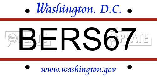 BERS67 District Of Columbia License Plate