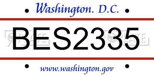 BES2335 District Of Columbia License Plate