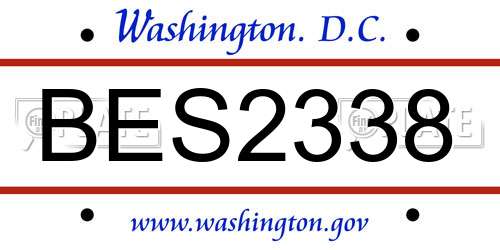 BES2338 District Of Columbia License Plate