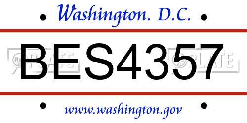BES4357 District Of Columbia License Plate