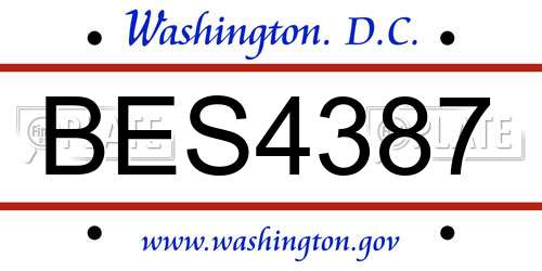 BES4387 District Of Columbia License Plate