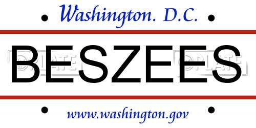 BESZEES District Of Columbia License Plate