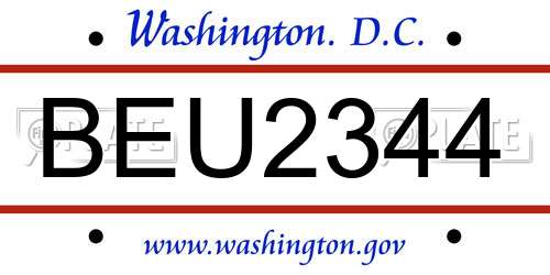 BEU2344 District Of Columbia License Plate