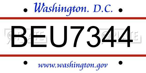 BEU7344 District Of Columbia License Plate