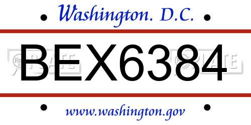 BEX6384 District Of Columbia License Plate