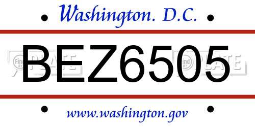 BEZ6505 District Of Columbia License Plate