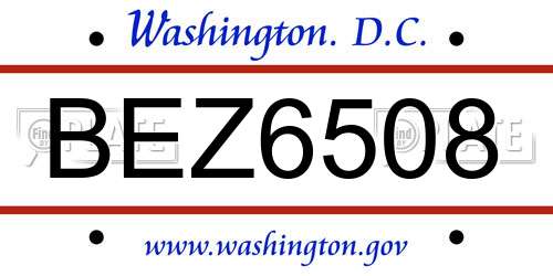 BEZ6508 District Of Columbia License Plate