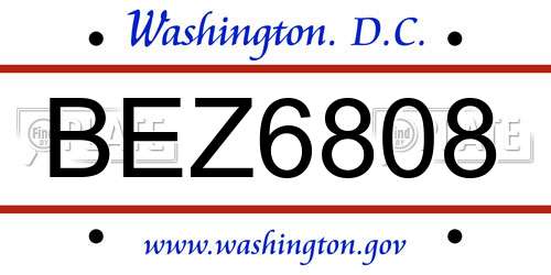 BEZ6808 District Of Columbia License Plate