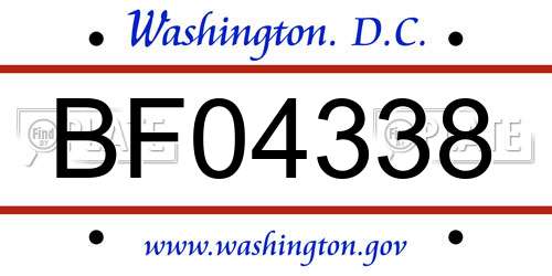 BF04338 District Of Columbia License Plate