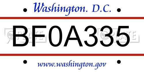 BF0A335 District Of Columbia License Plate