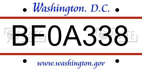 BF0A338 District Of Columbia License Plate