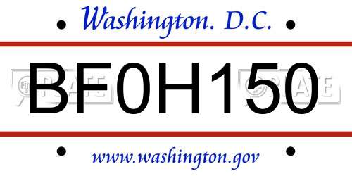 BF0H150 District Of Columbia License Plate