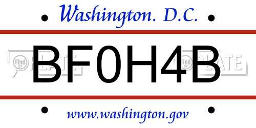 BF0H4B District Of Columbia License Plate