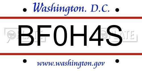 BF0H4S District Of Columbia License Plate
