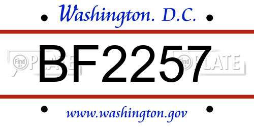 BF2257 District Of Columbia License Plate