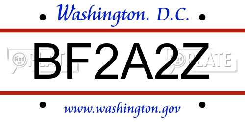 BF2A2Z District Of Columbia License Plate