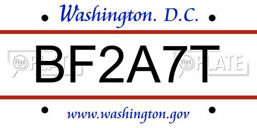 BF2A7T District Of Columbia License Plate