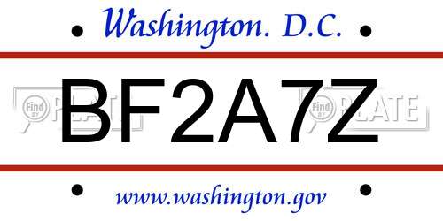 BF2A7Z District Of Columbia License Plate