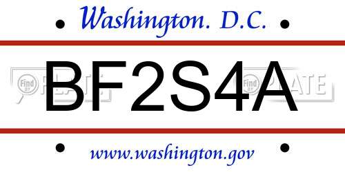 BF2S4A District Of Columbia License Plate