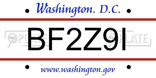 BF2Z9I District Of Columbia License Plate