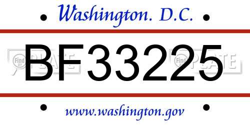 BF33225 District Of Columbia License Plate