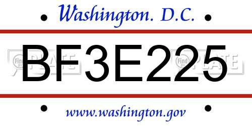 BF3E225 District Of Columbia License Plate