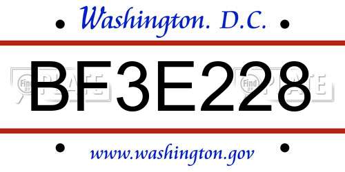 BF3E228 District Of Columbia License Plate