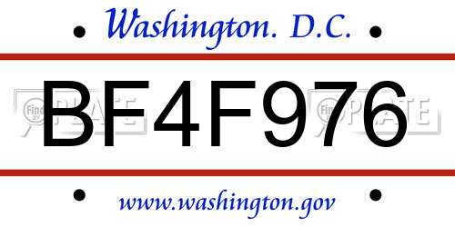 BF4F976 District Of Columbia License Plate