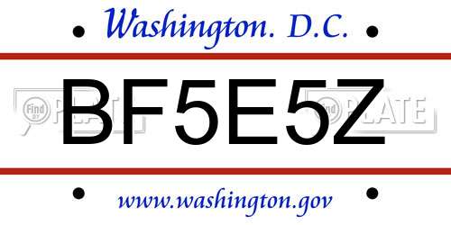 BF5E5Z District Of Columbia License Plate
